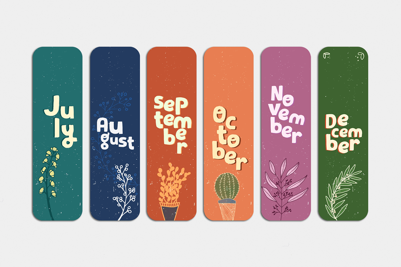 水墨书签 书签也可以随月份变化 这套手绘书签赶快收藏起来